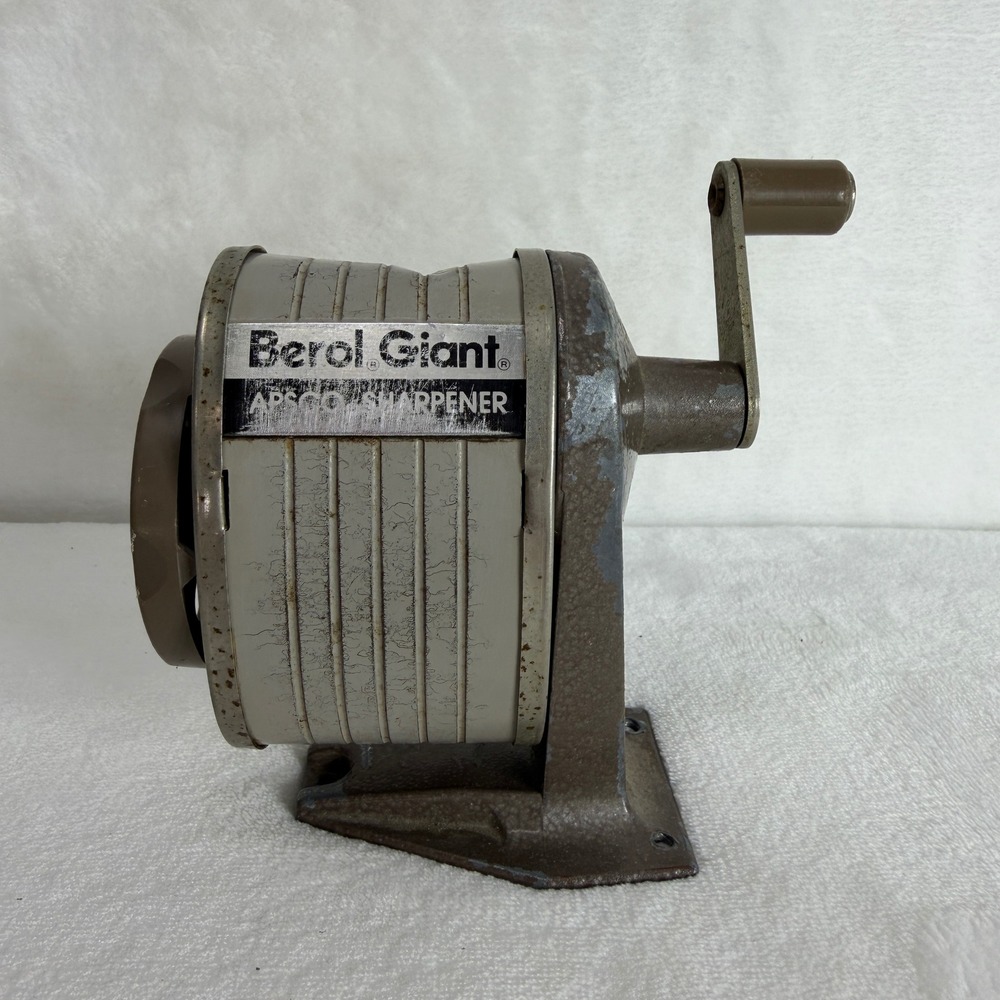 VTG Berol Giant Apsco Manual Crank‎ Pencil Sharpener Wall Desk Mount USA **SEE